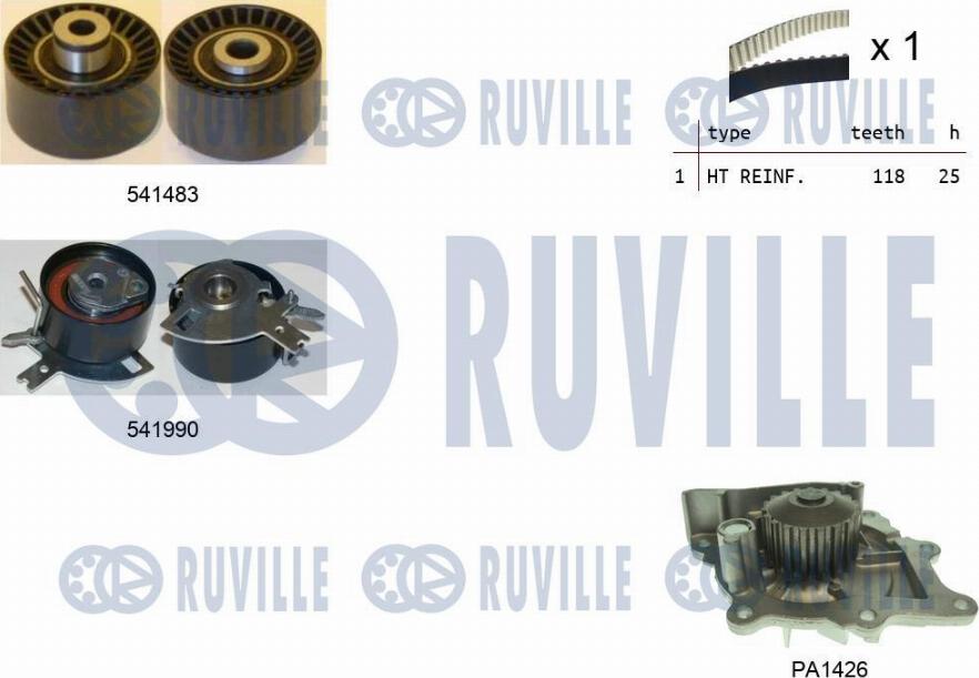 Ruville 5502801 - Ūdenssūknis + Zobsiksnas komplekts adetalas.lv