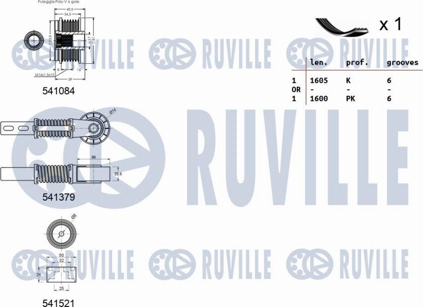 Ruville 570163 - Ķīļrievu siksnu komplekts adetalas.lv