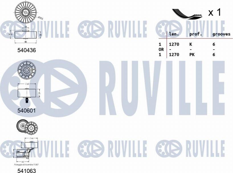 Ruville 570180 - Ķīļrievu siksnu komplekts adetalas.lv