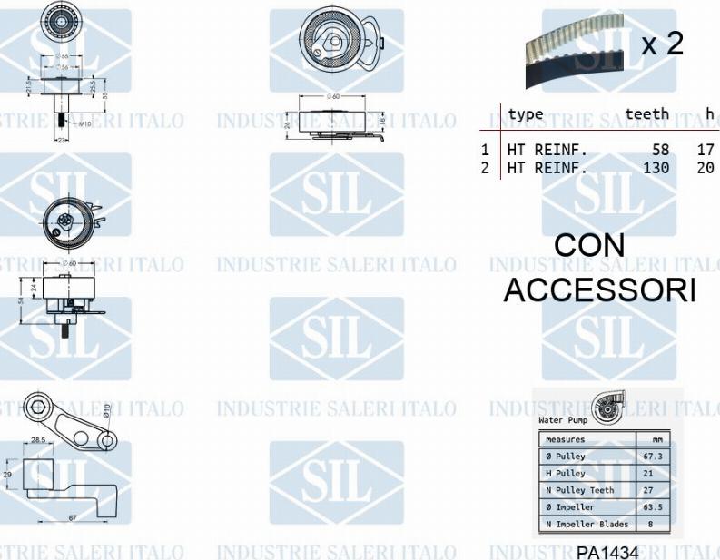 Saleri SIL K1PA945A - Ūdenssūknis + Zobsiksnas komplekts adetalas.lv