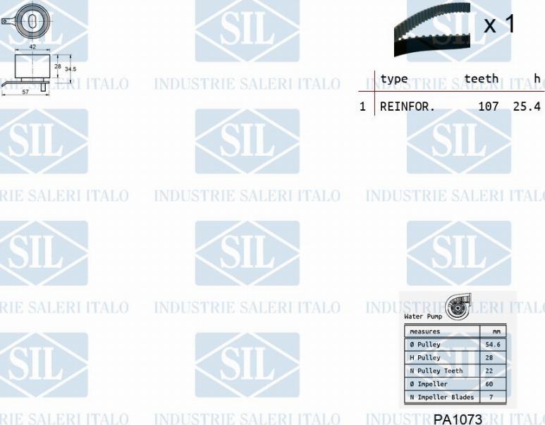 Saleri SIL K1PA1073 - Ūdenssūknis + Zobsiksnas komplekts adetalas.lv