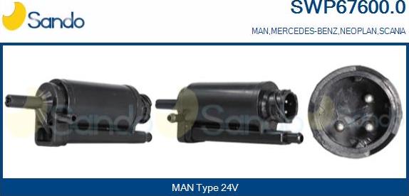 Sando SWP67600.0 - Ūdenssūknis, Stiklu tīrīšanas sistēma adetalas.lv