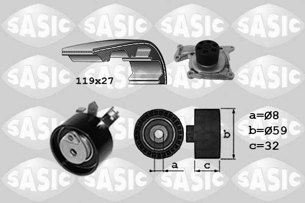 Sasic 3904038 - Ūdenssūknis + Zobsiksnas komplekts adetalas.lv