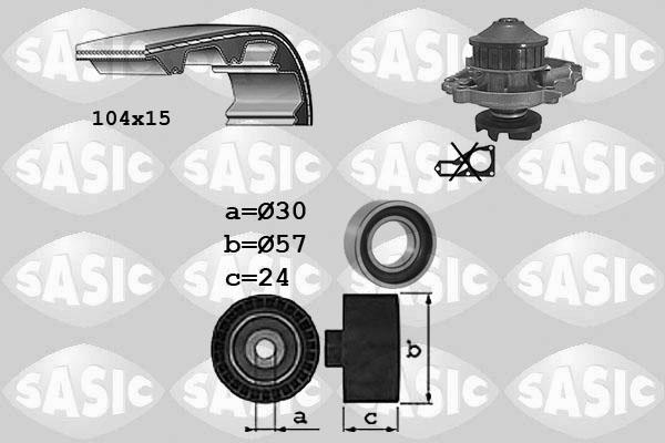 Sasic 3906098 - Ūdenssūknis + Zobsiksnas komplekts adetalas.lv