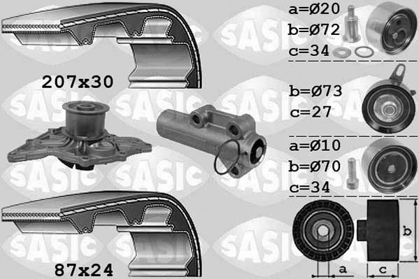 Sasic 3906058 - Ūdenssūknis + Zobsiksnas komplekts adetalas.lv