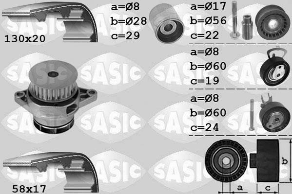 Sasic 3906085 - Ūdenssūknis + Zobsiksnas komplekts adetalas.lv