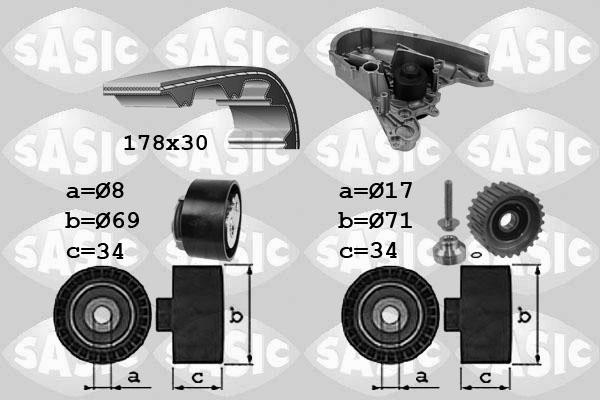 Sasic 3906030 - Ūdenssūknis + Zobsiksnas komplekts adetalas.lv