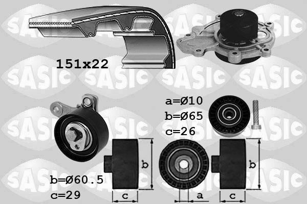 Sasic 3906108 - Ūdenssūknis + Zobsiksnas komplekts adetalas.lv