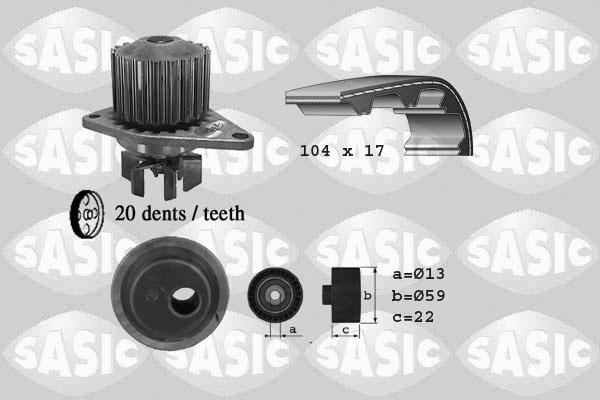 Sasic 3900020 - Ūdenssūknis + Zobsiksnas komplekts adetalas.lv