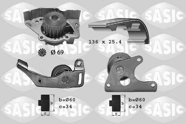 Sasic 3900022 - Ūdenssūknis + Zobsiksnas komplekts adetalas.lv