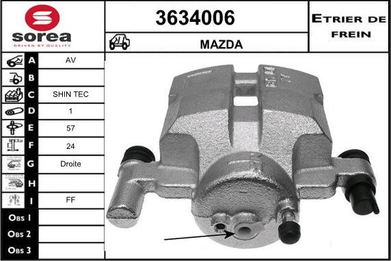 Sera 3634006 - Bremžu suports adetalas.lv