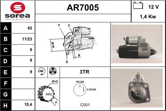 Sera AR7005 - Starteris adetalas.lv