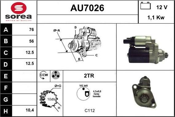 Sera AU7026 - Starteris adetalas.lv