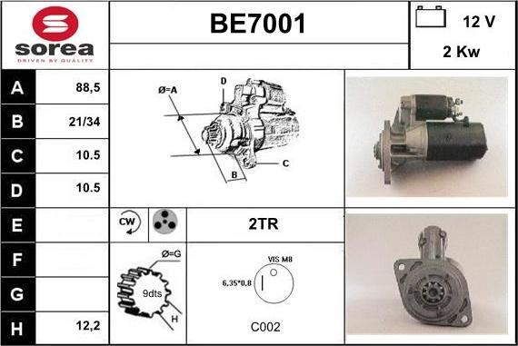 Sera BE7001 - Starteris adetalas.lv