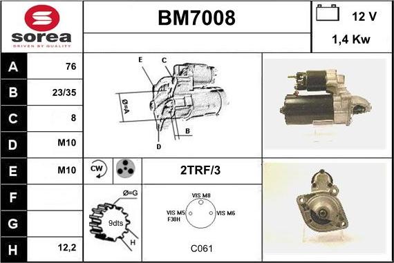 Sera BM7008 - Starteris adetalas.lv