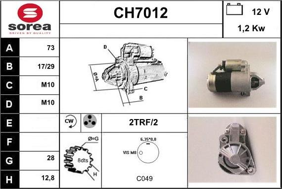 Sera CH7012 - Starteris adetalas.lv