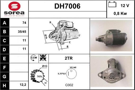 Sera DH7006 - Starteris adetalas.lv