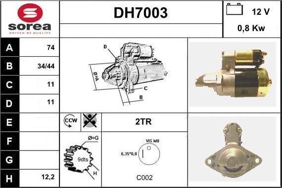 Sera DH7003 - Starteris adetalas.lv