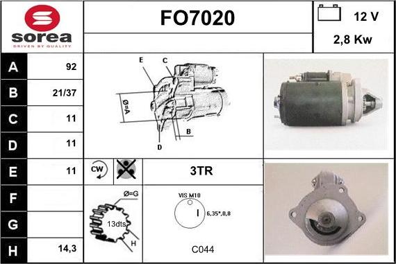 Sera FO7020 - Starteris adetalas.lv