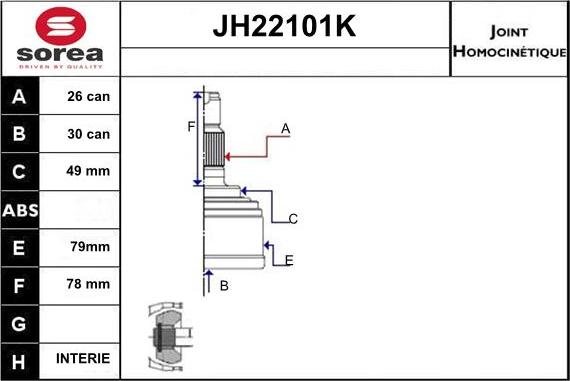 Sera JH22101K - Šarnīru komplekts, Piedziņas vārpsta adetalas.lv