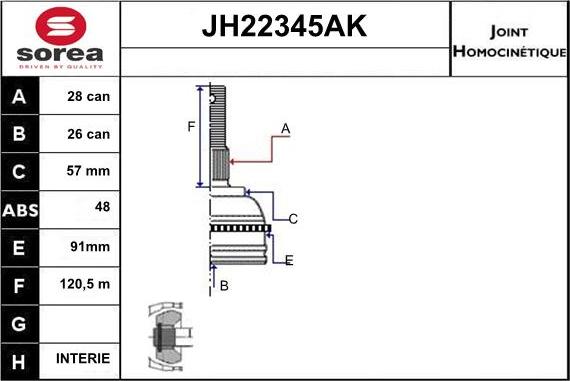 Sera JH22345AK - Šarnīru komplekts, Piedziņas vārpsta adetalas.lv