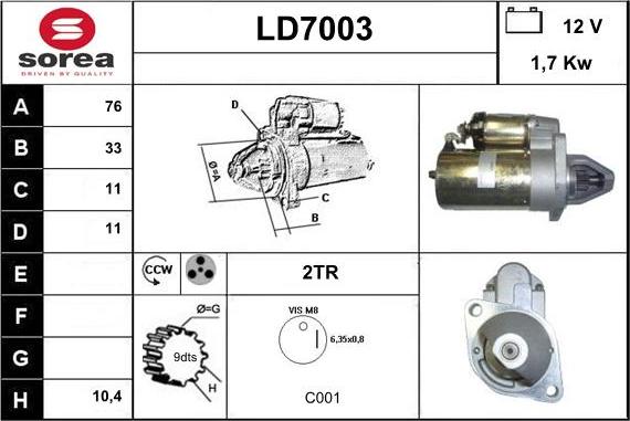 Sera LD7003 - Starteris adetalas.lv