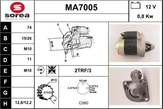 Sera MA7005 - Starteris adetalas.lv