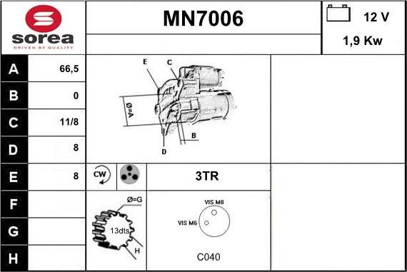 Sera MN7006 - Starteris adetalas.lv