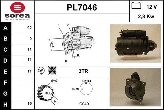 Sera PL7046 - Starteris adetalas.lv