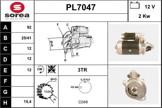 Sera PL7047 - Starteris adetalas.lv