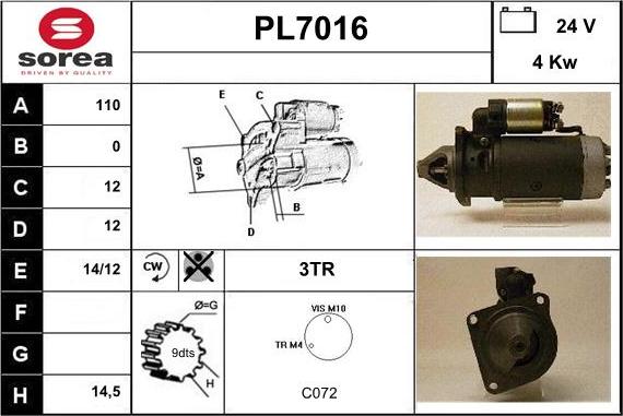 Sera PL7016 - Starteris adetalas.lv