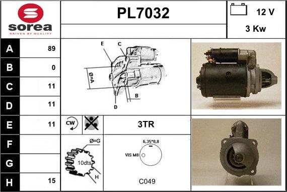 Sera PL7032 - Starteris adetalas.lv