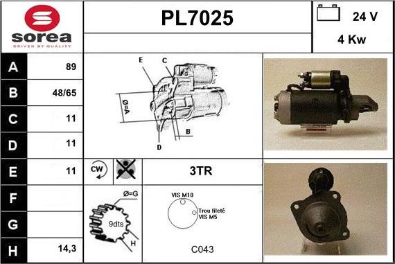 Sera PL7025 - Starteris adetalas.lv