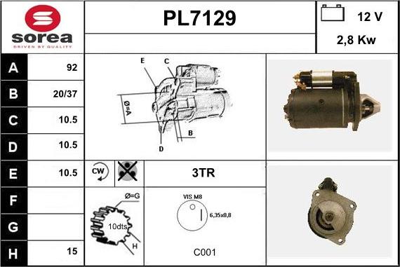 Sera PL7129 - Starteris adetalas.lv