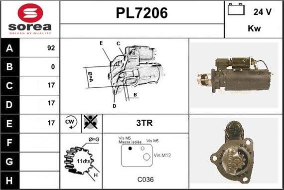 Sera PL7206 - Starteris adetalas.lv