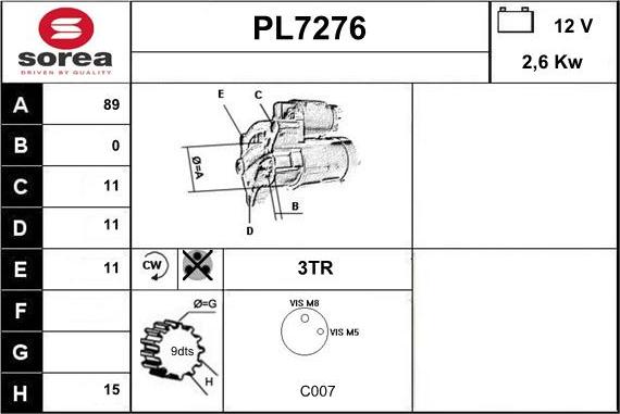 Sera PL7276 - Starteris adetalas.lv