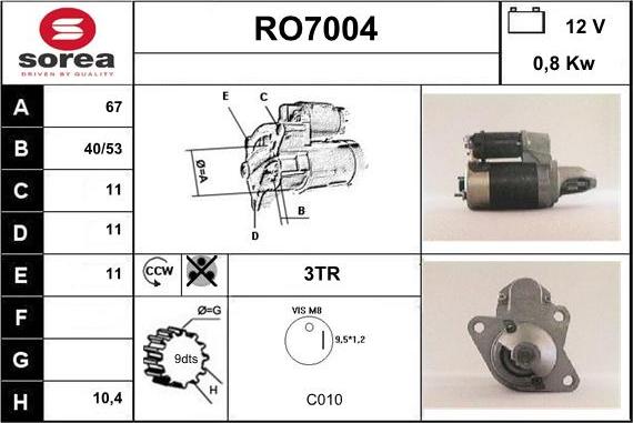 Sera RO7004 - Starteris adetalas.lv