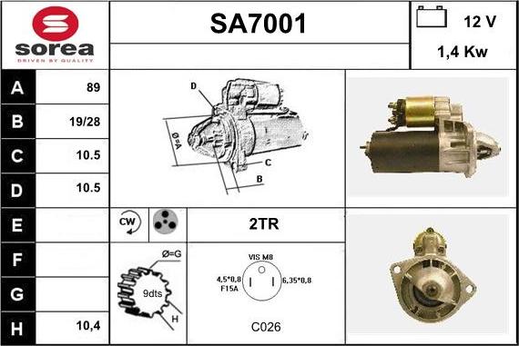 Sera SA7001 - Starteris adetalas.lv