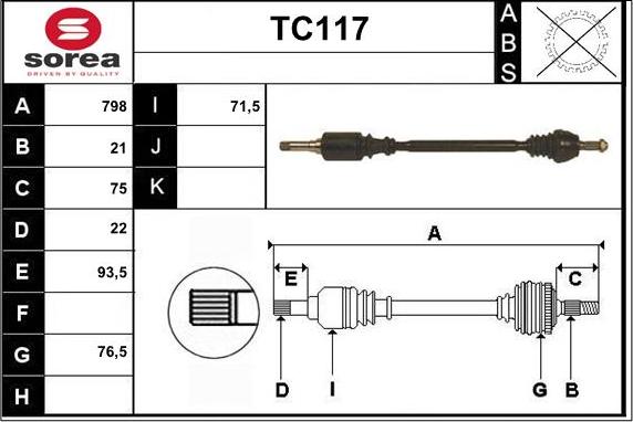 Sera TC117 - Piedziņas vārpsta adetalas.lv