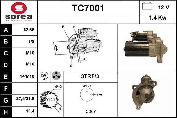 Sera TC7001 - Starteris adetalas.lv