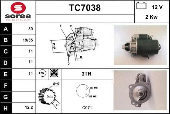 Sera TC7038 - Starteris adetalas.lv