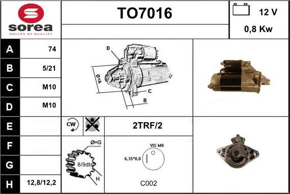 Sera TO7016 - Starteris adetalas.lv