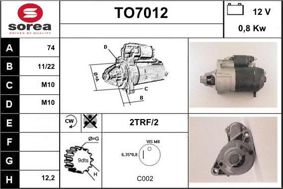 Sera TO7012 - Starteris adetalas.lv