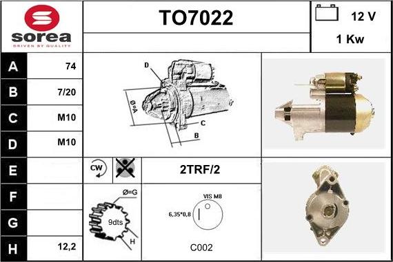 Sera TO7022 - Starteris adetalas.lv