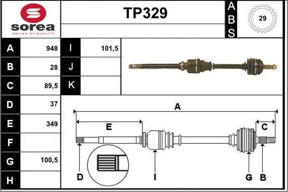 Sera TP329 - Piedziņas vārpsta adetalas.lv