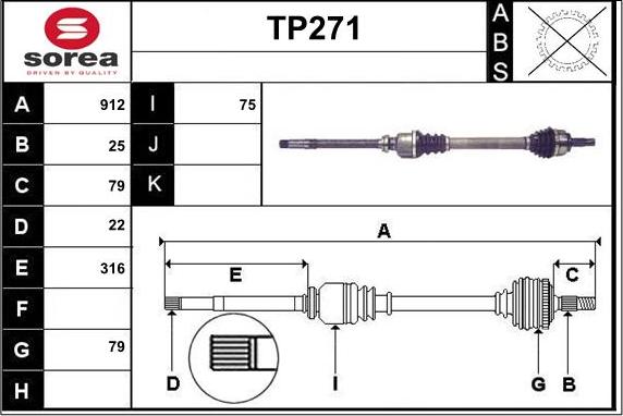 Sera TP271 - Piedziņas vārpsta adetalas.lv