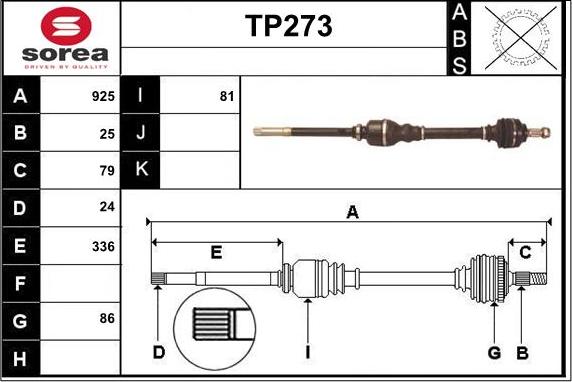 Sera TP273 - Piedziņas vārpsta adetalas.lv