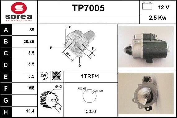 Sera TP7005 - Starteris adetalas.lv