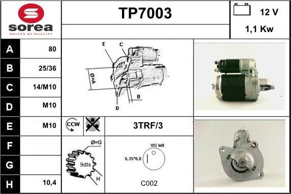 Sera TP7003 - Starteris adetalas.lv