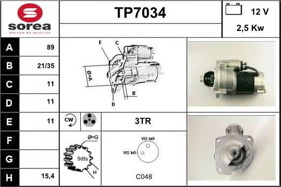 Sera TP7034 - Starteris adetalas.lv